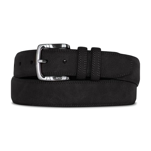 Image of Nautica Men's Casual Leather Belt | Everyday | Classic | Pants | Jeans | Khakis | Chinos | Metal Buckle