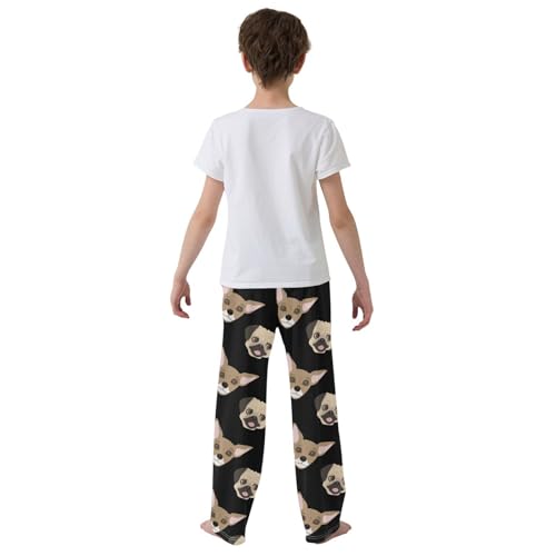 Boys' Pants Pug and Chihuahua Dogs Black Long Bottoms Jogger Pants Elastic Waist Trousers with Pockets S-XL3