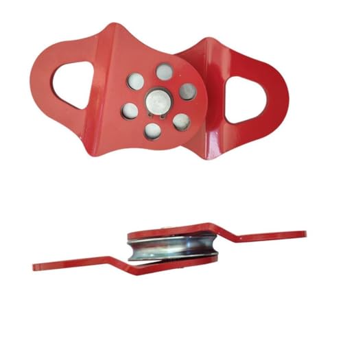 Polea de cabrestante de bloque de bloqueo de 6 toneladas, accesorio industrial para cable sintético/acero, polea roja para aparejos y elevación