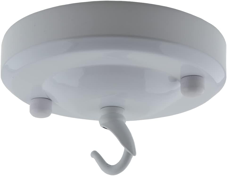 Vintage Period Styled Complete Metal Ceiling Rose with Chain Hook (Fully Earthed) in Gloss White Finish