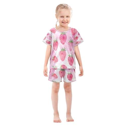 senya Short Sleeve Pajamas Sets Summer Cotton Sleepwear Strawberry Pink3