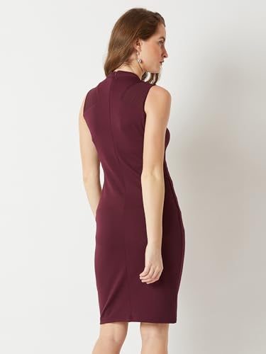 Image of Miss Chase Women's Sleeveless Collared Bodycon Above-Knee Polyester Dress