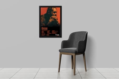 Image of BLINKART Post Malone- Stoney Wall Photo Frames | Wall Art for Bedroom, Living Room, Studio or Office | Album Cover Print with Spotify Song Link QR Code | Gift for Fans - 8x12 In