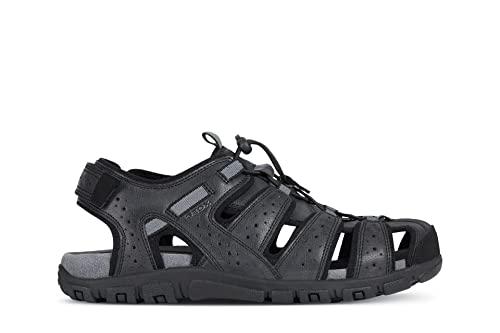 Geox Herren U Strada B Geschlossene Sandalen, Schwarz Black C9999, 43 EU
