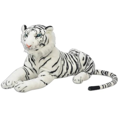 Gecheer Doudou XXL en peluche réaliste tigre pour enfant en polyester doux 146 cm de long pour décoration de chambre d'enfant et jouet à partir de 3 ans