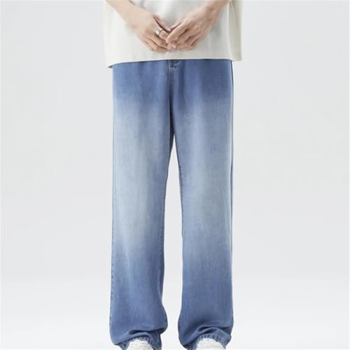 Men's Spring Summer Gradient Denim Jeans Loose Fit Straight Leg Stretch Wide-Leg Casual Trousers3
