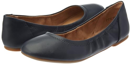 Amazon Essentials Damen Ballerinas Belice Zum Hineinschlüpfen, Marineblau Kunstleder, 41 EU