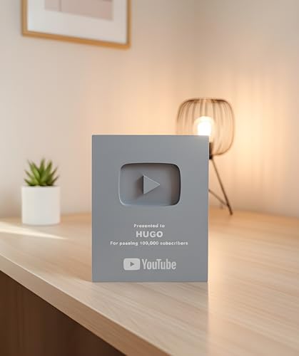 NEBULA HOME DECOR Placa Personalizada con Botón de Reproducción | Premio Reconocimiento Estilo Creador de Contenido | Regalo Streamer e Influencer | Hecho en Impresión 3D