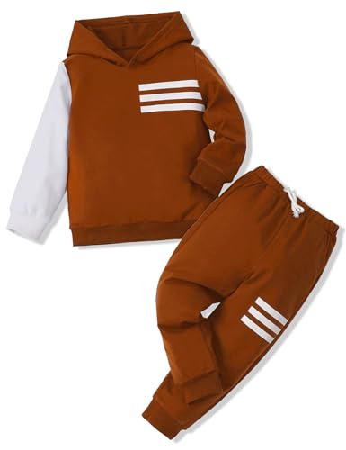 Image of Toddler Boy Clothes Long Sleeve Hoodie Sweatsuits Tops and Pants 2Pcs Boys Fall Winter Outfits Set