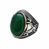 アクセサリー Vintage Silver Green Stone Ring 925 Vintage JC 925 Sterling Silver Green Stone Rope Framed Ring