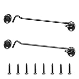 Ruidee 2Pcs Privacy Hook and Eye Latch 8in D Ring Barn Door Latch Eye Hook Latch Lock Easy Lock with Screws Stainless Steel Gate Latch for Window (200MM-FG)