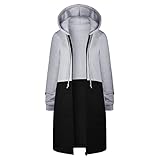 Winterjacke Damen, Herbstjacke Leicht Lederjacke Oversize Kapuzenmantel GefüTterte Regenhose Kurzer Mantel Lederwesten Blazer Seide Knit Blazer Cardigan Flieder(3-Grau, L)