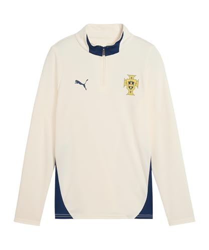 Sudadera Portugal Training 1/4 Zip Jr PUMA ropa de fútbol beige para niños
