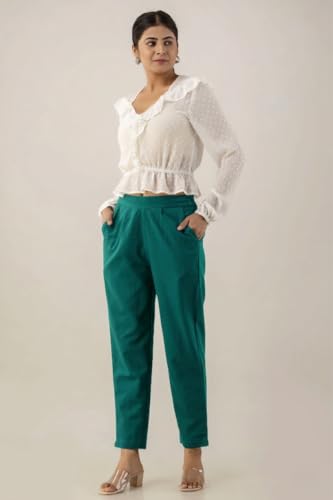 Image of Regular Fit Cotton Woman Trousers Pants Kurti Pant Casual Daily Formal Office Use
