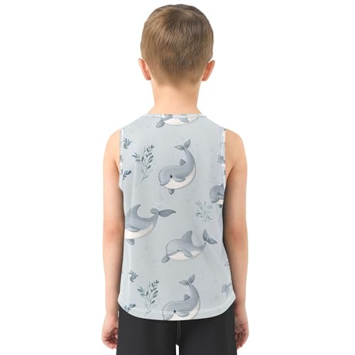 Cute Dolphin Silver Children Performance Tank Top Sleeveless Casual Vest Tees Active Tees for Running Sports Beach 3T3