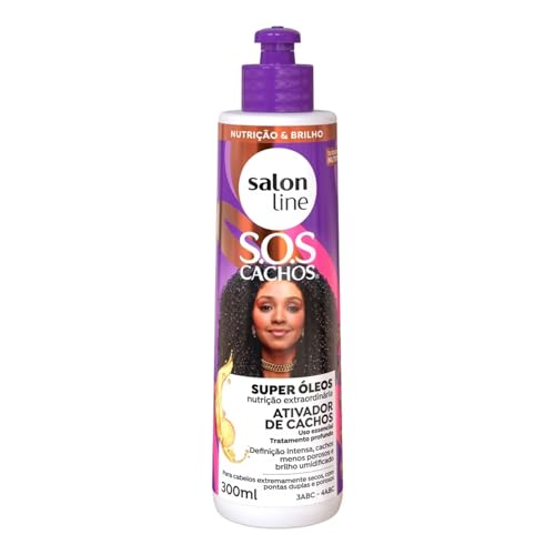 Salon Line, Ativador de Cachos, SOS Cachos, Super Óleos, Vegano - Para Cabelos Cacheados e Crespos, 300 ml
