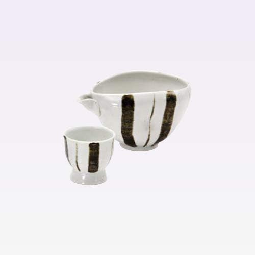 Tokyo Matcha Selection - Iced Sake Server Set - 2 Design - 1 Sake Server - 1 koudai sakazuki Sake Cup - Mino Ware [Standard Ship by Int'l e-Packet: with Tracking Number & Insurance] (SABITOKUSA)