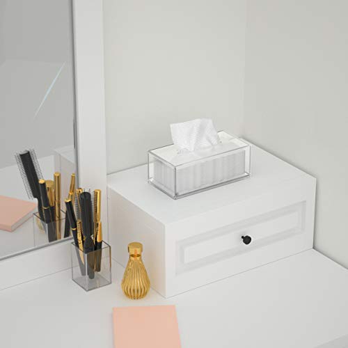 FEMELI Acrylic Tissue Box Cover,Rectangular Facial Tissue Holder Case Dispenser for Bathroom Kitchen Bedroom Office with Magnet Locking Bottom - Thumbnail 4