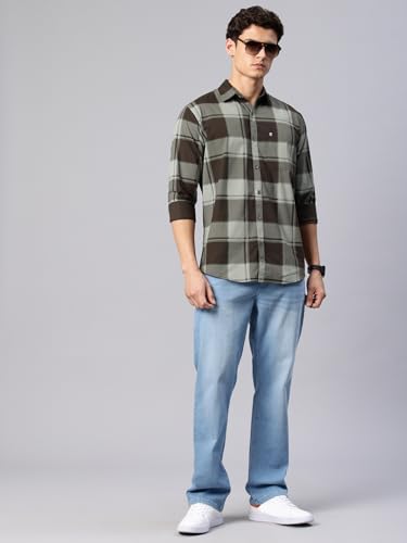 Image of Majestic Man Stylish Slim Fit Cotton Spread Collar Checked Casual Shirt