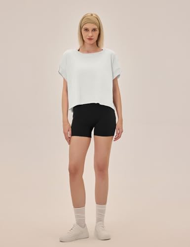 Open Back Workout Tops for Women Loose Fit Athletic Crop Tee Short Sleeve Gym Running Yoga Shirt2