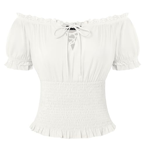 Chemisier à lacets et col bardot en coton doux coupe ajustée rétro