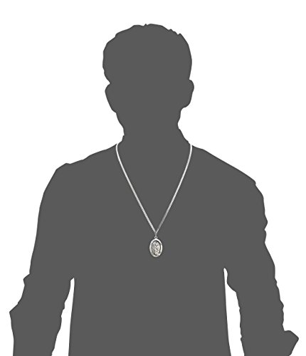 Heartland Store Men's Saint Jude Sterling Silver Oval Pendant + 24 Inch Endless Rhodium Plated Chain #TOP3