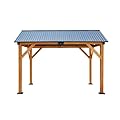 2025 Fir Wood Gazebo Carport Pergola Shade, Rain Hard Top Steel Metal Roof All Weather Protected Steel Roof Wooden Frame