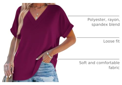 Image of WIHOLL Womens Summer Tops Short Dolman Sleeve Shirts 2026 Fashion V Neck Outfits Clothes
