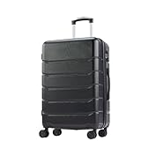 OLIXIS 24 Inch Luggage, Hardside Suitcase with Spinner Wheels, Lightweight ABS Hard Shell Checked Luggage, TSA Approved Lock, Expandable Medium Suitcase for Travel & Business–Black