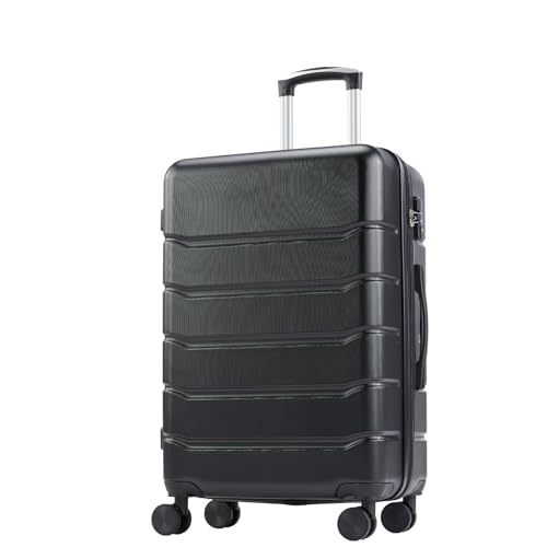 OLIXIS 24 Inch Luggage, Hardside Suitcase with Spinner Wheels, Lightweight ABS Hard Shell Checked Luggage, TSA Approved Lock, Expandable Medium Suitcase for Travel & Business–Black