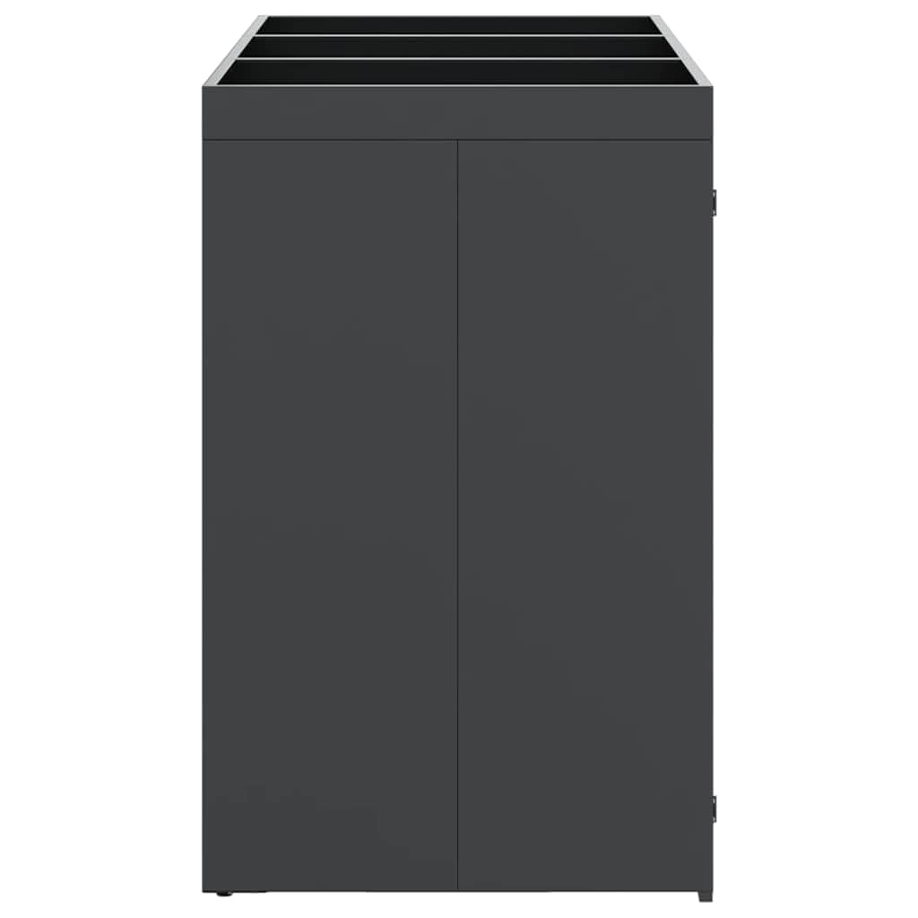 ACAGALA Copribidone per Spazzatura per 3 Bidoni 120 e 240L con Tetto a Fioriera, Antracite, Acciaio Inox, Ventilato con Scarico, 65x73x113 cm