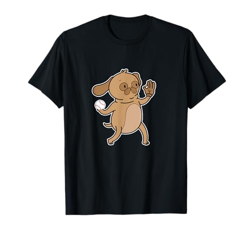 Perro Pug juega Béisbol Camiseta