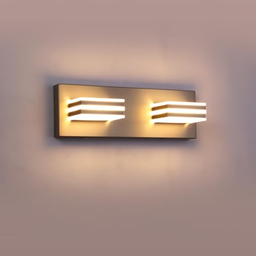 Image of 2-Light, 12.6-Inch Wall Lights Brushed Nickel Vanity Lights for Bathroom Light Fixtures Adjust 3 Colors Modern Bath Lighing Fixture Over Mirror