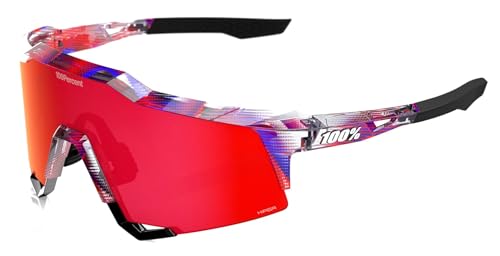 Gafas de sol 100% Speedcraft SL FDJ rojo translúcido con lentes Hiper Fire Red para ciclismo unisex
