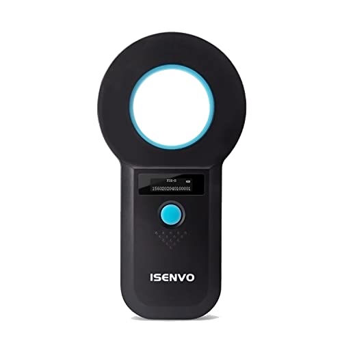 ISENVO Pet Microchip Scanner Rechargeable RFID EMID Micro Chip Reader Scanner 134.2kHz 125kHz 10 Digits 15 Digits Pet Chip ID Scanner for Animal/Pets/Pigs/Dogs/Cats (190I)