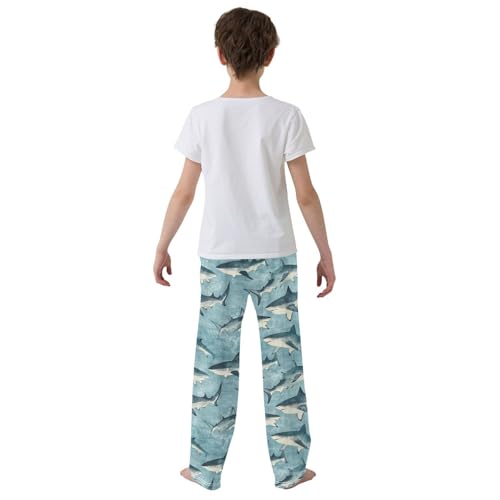 Boys' Pants Blue Sharks Brush Ocean Long Bottoms Jogger Pants Elastic Waist Trousers with Pockets S-XL3