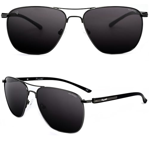 Preisvergleich Produktbild CREYESTAL Polarisierte Sonnenbrille mit Entspiegelung, Metall Fliegerbrille Pilotenbrille, Ultraleicht und Bequem, Premium HD Linsen 100% UV400, für Herren