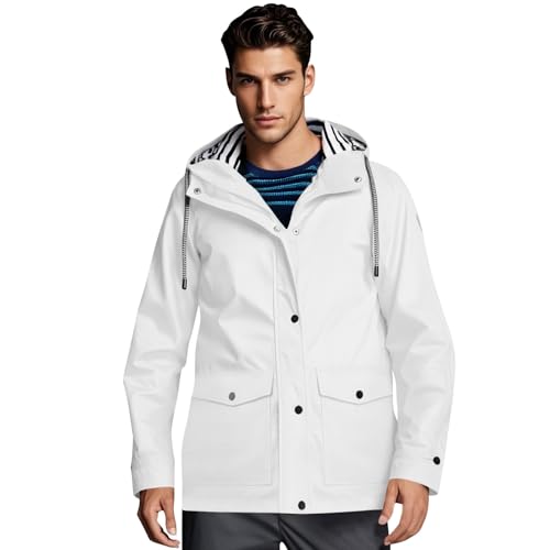 Rain Jacket Men,Rain Jacket Fall Lightweight Waterproof Raincoat Windbreaker Outdoor Hooded Trench Coat - Main Image