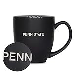 Rico Industries NCAA Penn State Nittany Lions - PSU Main 15oz Laser Engraved Matte Black Ceramic Bistro Mug - For Hot or Cold Drinks