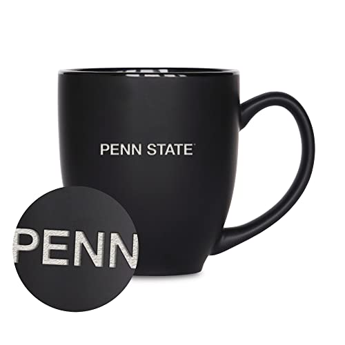 Rico Industries NCAA Penn State Nittany Lions - PSU Main 15oz Laser Engraved Matte Black Ceramic Bistro Mug - For Hot or Cold Drinks