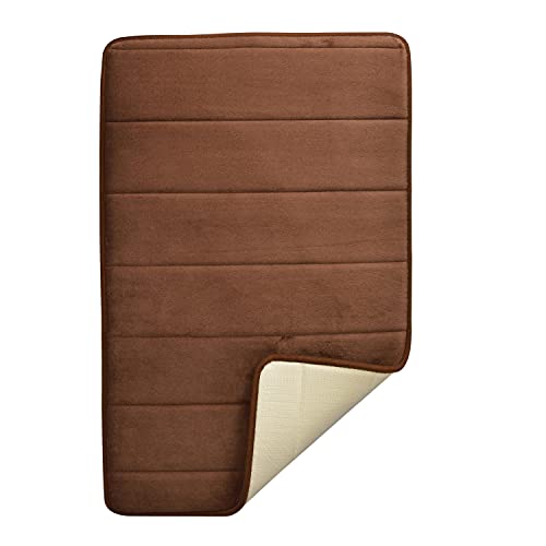 Image of BEAR GRIPS Memory Foam Bathroom Door Mat 70 cm X 45 cm, Non-Slip, Anti Skid, Ultra Soft, Super Water Absorption, Thick and Easy to Dry (Color: Coffee)