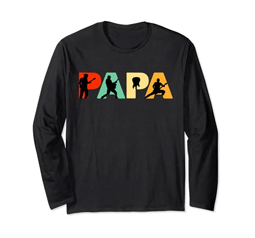 Retro Lead Guitar Dad Funny Papa Lead Guitar Player Long Sleeve T-Shirt, Black