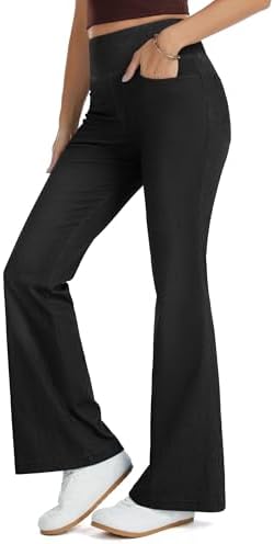 THE GYM PEOPLE Damen Bootcut Jeans High Waist Stretch Flared Jeggings | 74CM/79CM Innenbeinlänge, 4 Taschen, Bauchkontrolle, Push-up, Pull On, Atmungsaktiv,Weich, Schlaghose Mode Y