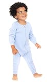 DreamBuy 0-3Y Reißverschluss Schlafanzug Gerippte Weiche Baumwolle Baby Jungen Mädchen Strampler Unisex Bodysuit Pyjama Kinder Onesie Fußlos Fuß Allergikerfreundlich (0-3 Monate, Puderblau)