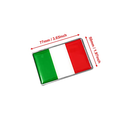 Image of PTDecals 1 PCS Metal 3D Italy Italian Flag Emblem Sticker Decal Badge for Vehicle Auto Car Front Fenders Bumper Side Window Trunk Boot Tailgate 77x50mm
