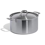 Made In Utensilios de cocina - Olla de acero inoxidable de 12 cuartos con tapa - Revestimiento de acero inoxidable de 5 capas - Utensilios de cocina profesionales - Italia - Compatible con inducción