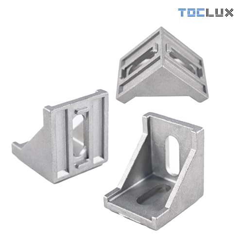 Image of 10 Sets Silver 4040 Aluminum Extrusion Connector Kit - 10pcs Corner Brackets, 20pcs M6 Spring T-Nuts & Hex Screws, 1 Hex Wrench - for 8mm T Slot Extruded Aluminum Accessories Hardware