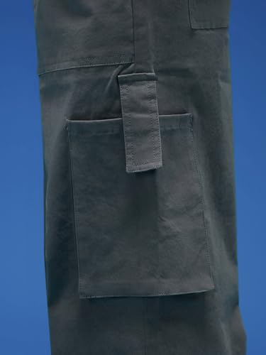 Image of Veirdo Baggy Fit with Button Closure Solid Lycra Woven Cargo Pants for Men (Colors: Beige, Black, Brown, Grey, Navy & Olive)