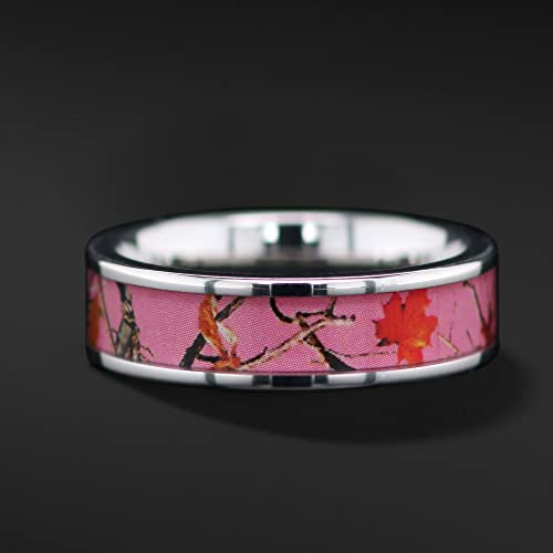 Stainless Steel Pink Camo Ring - Pink Camo Band - Engagement Ring - Wedding Rings - Promise Rings for Couples - Camo Wedding Ring - Camo Wedding Rings - Camo Rings for Women2