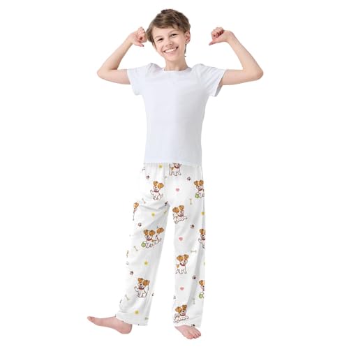 Jack Russell Dog Boys Pants Boys Athletic Pants Long Pant for Boy with Pockets Wide-Leg Size 6-14Y3